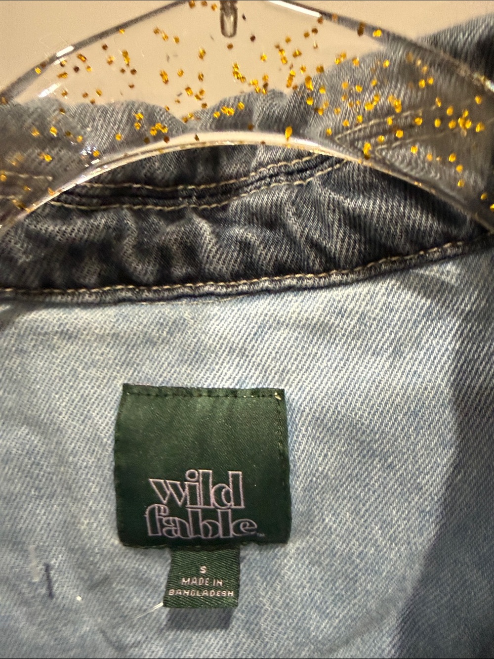 Wild Fable Two-Tone Light Blue Cropped Denim Jacket - Small - Picture 3 of 4